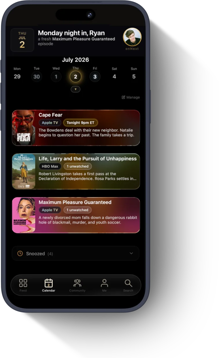onNext watch calendar on iPhone
